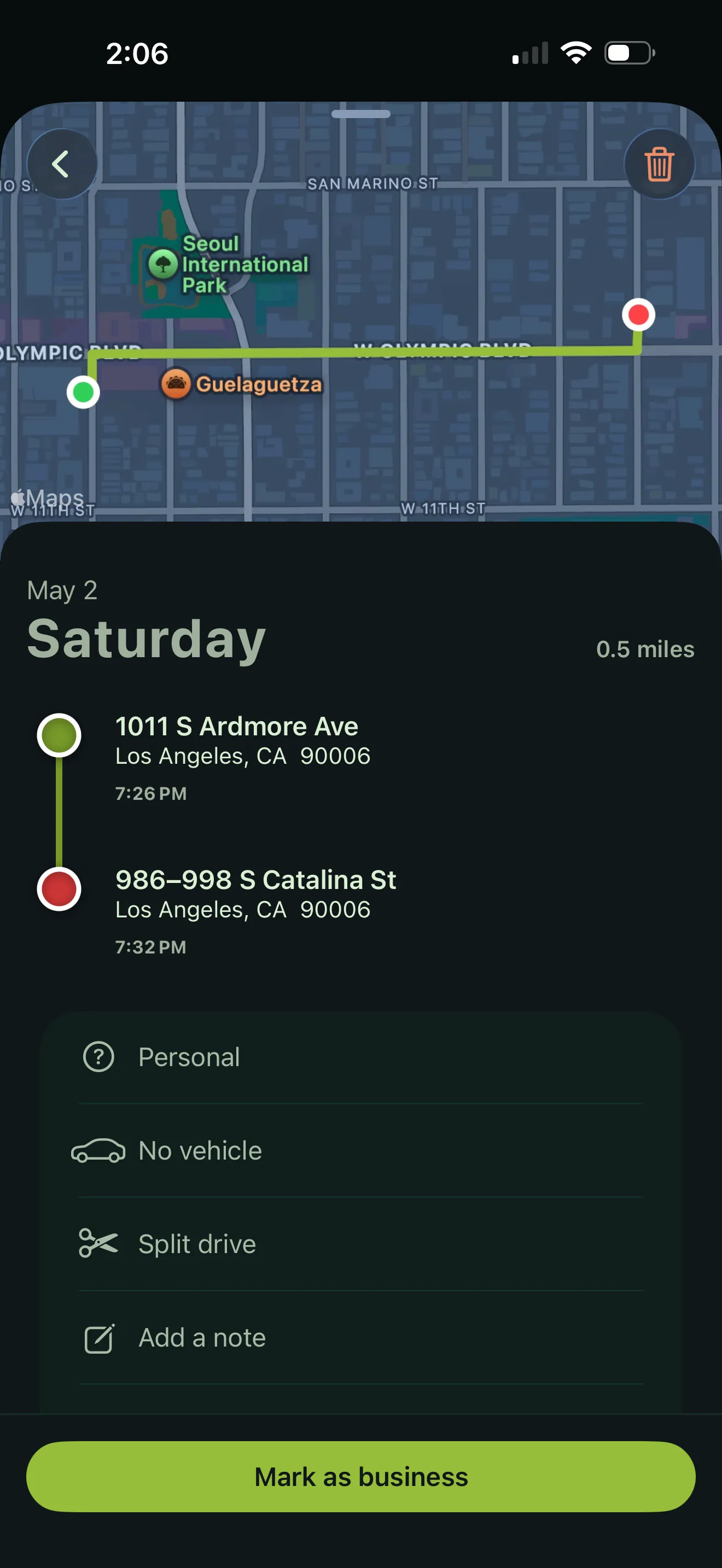 Drive detail with split and editing options